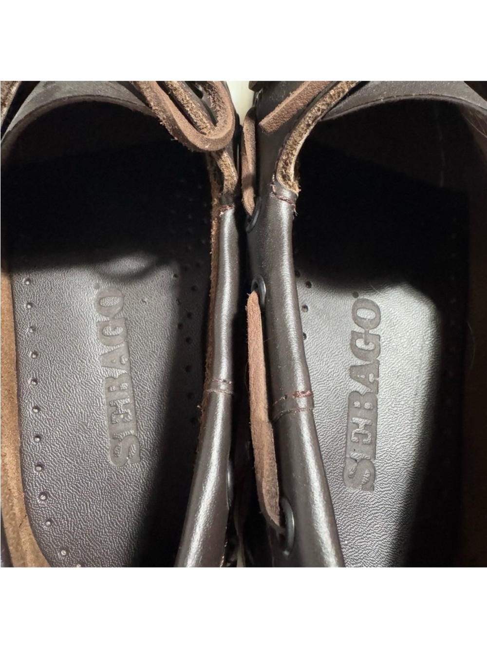Sebago Brown Leather Boat Shoes with White Sole 6 fits like 6,5 - Picture 3 of 6